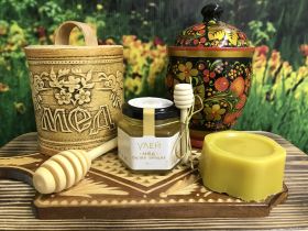 Мёд Белая Акация шестигранник с ложкой веретено 150 г